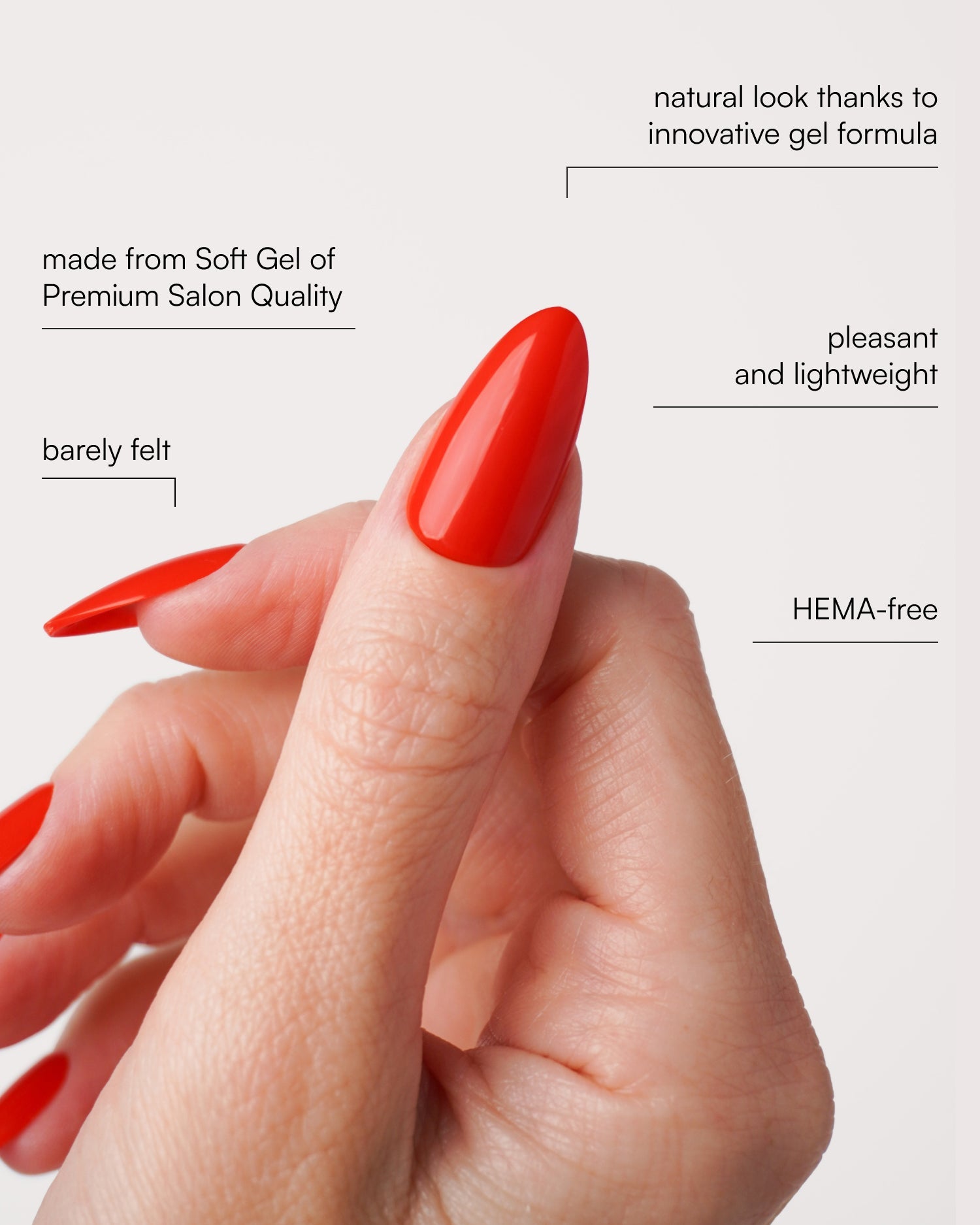 Rose Red Medium Almond Soft Gel Press Ons