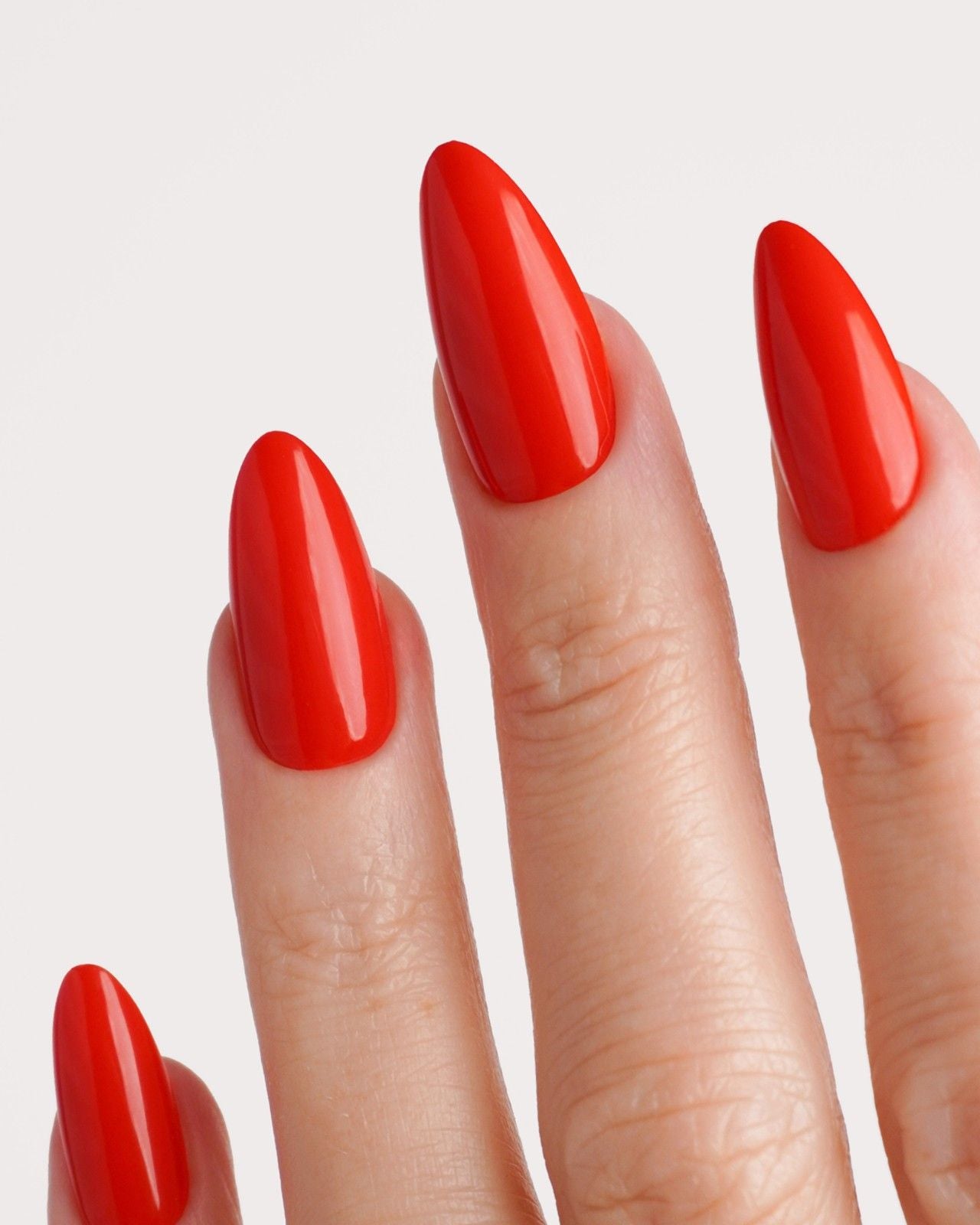 Rose Red Medium Almond Soft Gel Press Ons