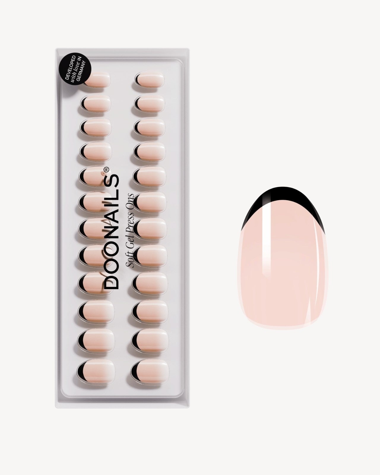Black French Short Round Soft Gel Press Ons - Doonails US