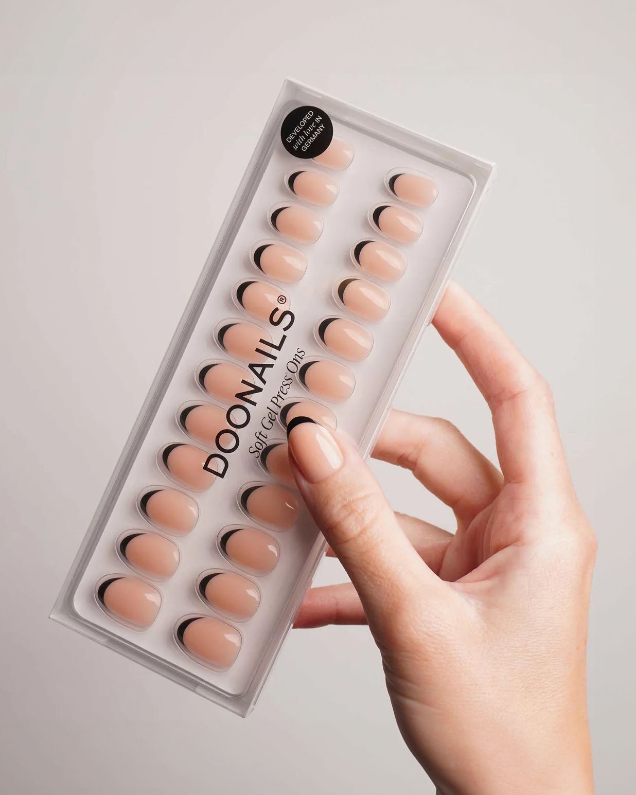 Black French Short Round Soft Gel Press Ons - Doonails US