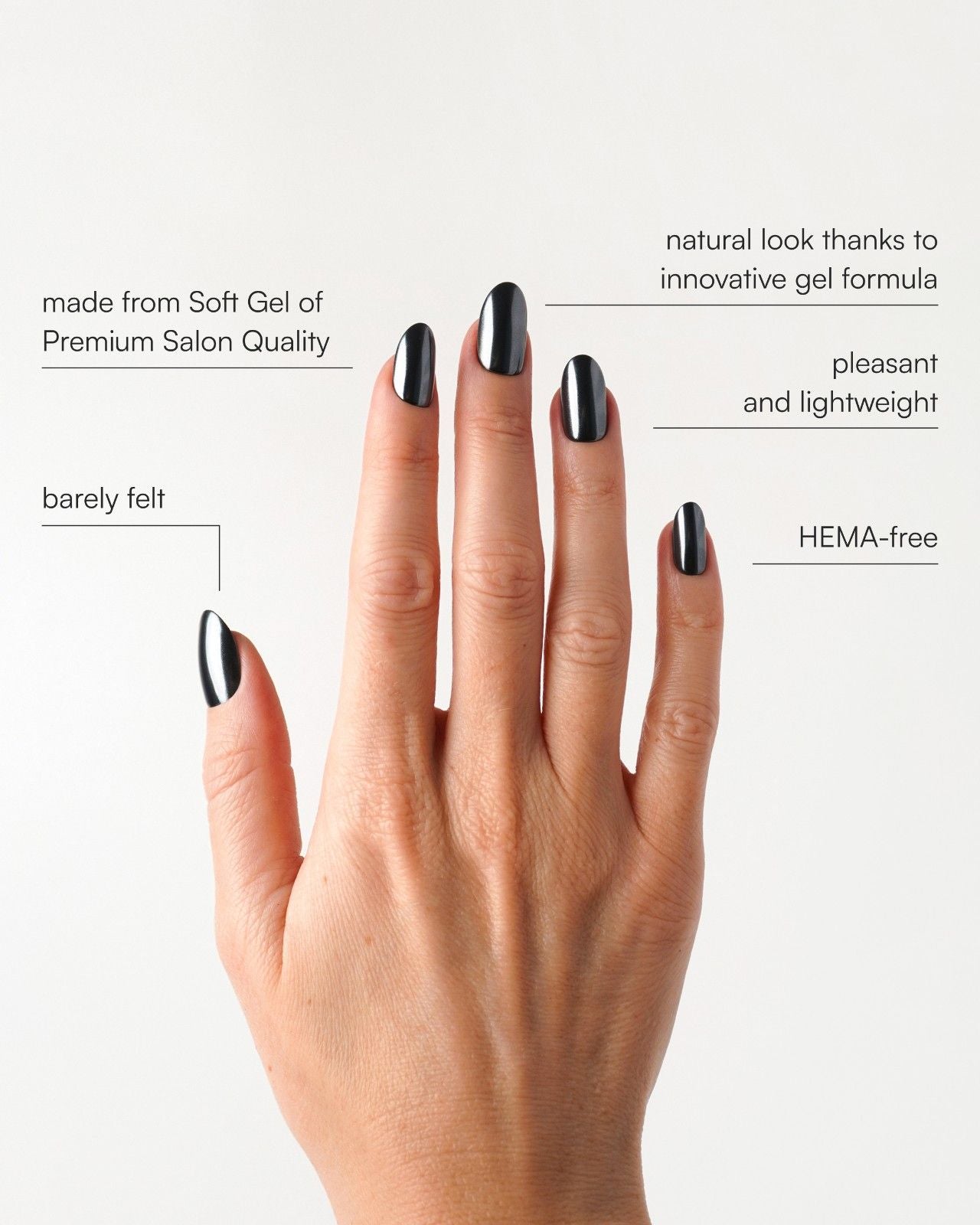 Black Pearl Medium Round Soft Gel Press Ons - Doonails US