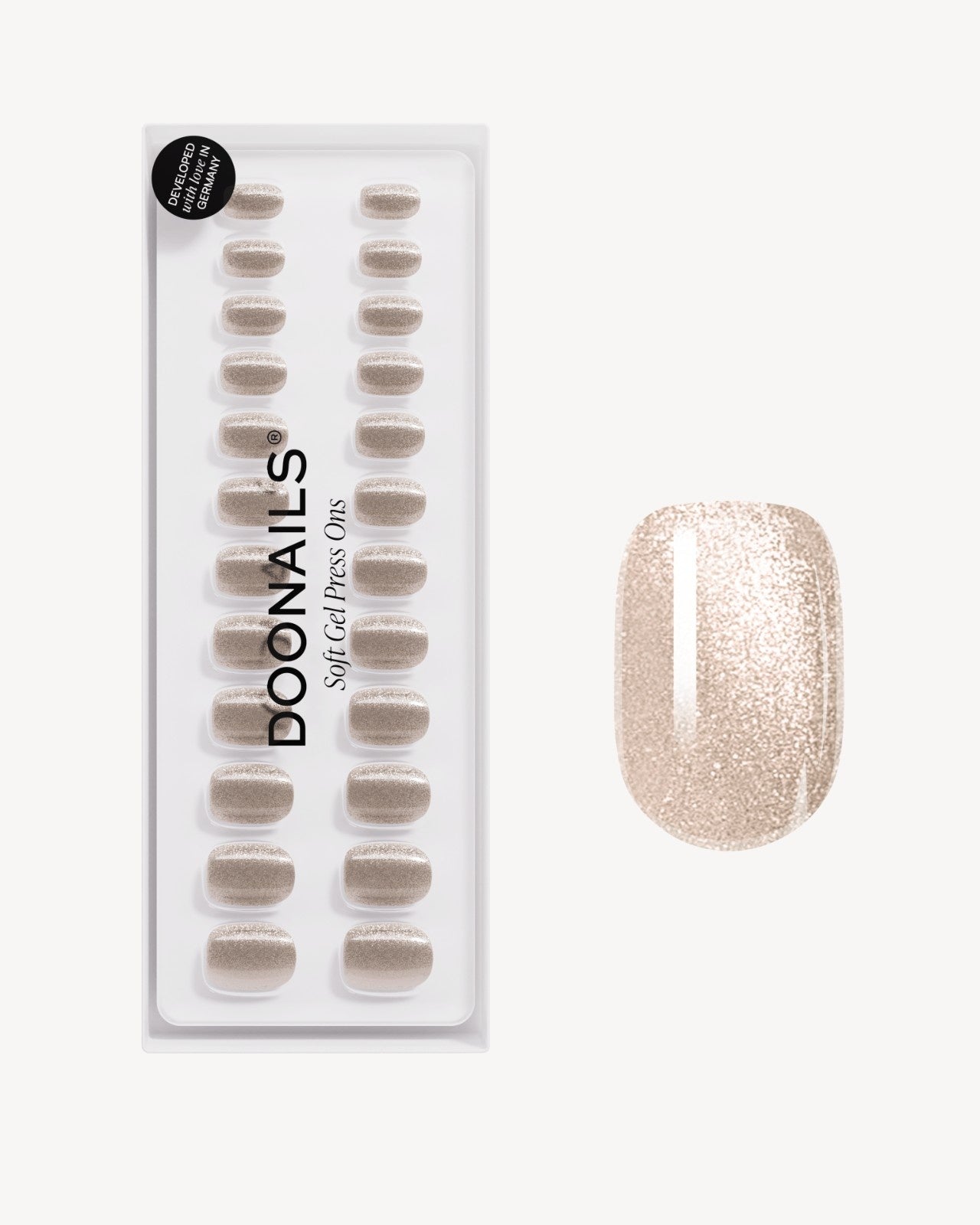 Champagne Cateye Extra Short Square Soft Gel Press Ons - Doonails US