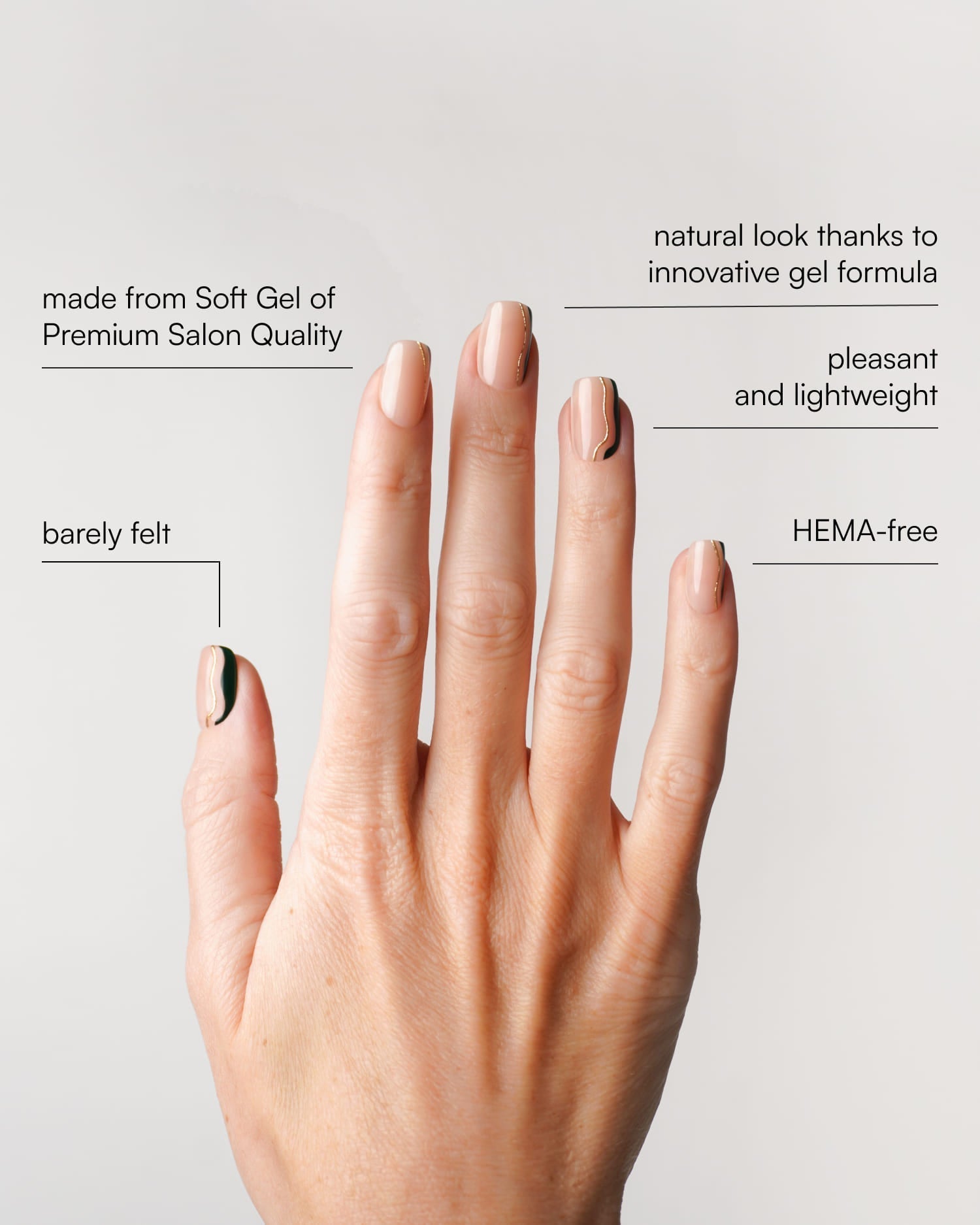 Gold Green Slate Swirl Short Square Soft Gel Press Ons - Doonails US