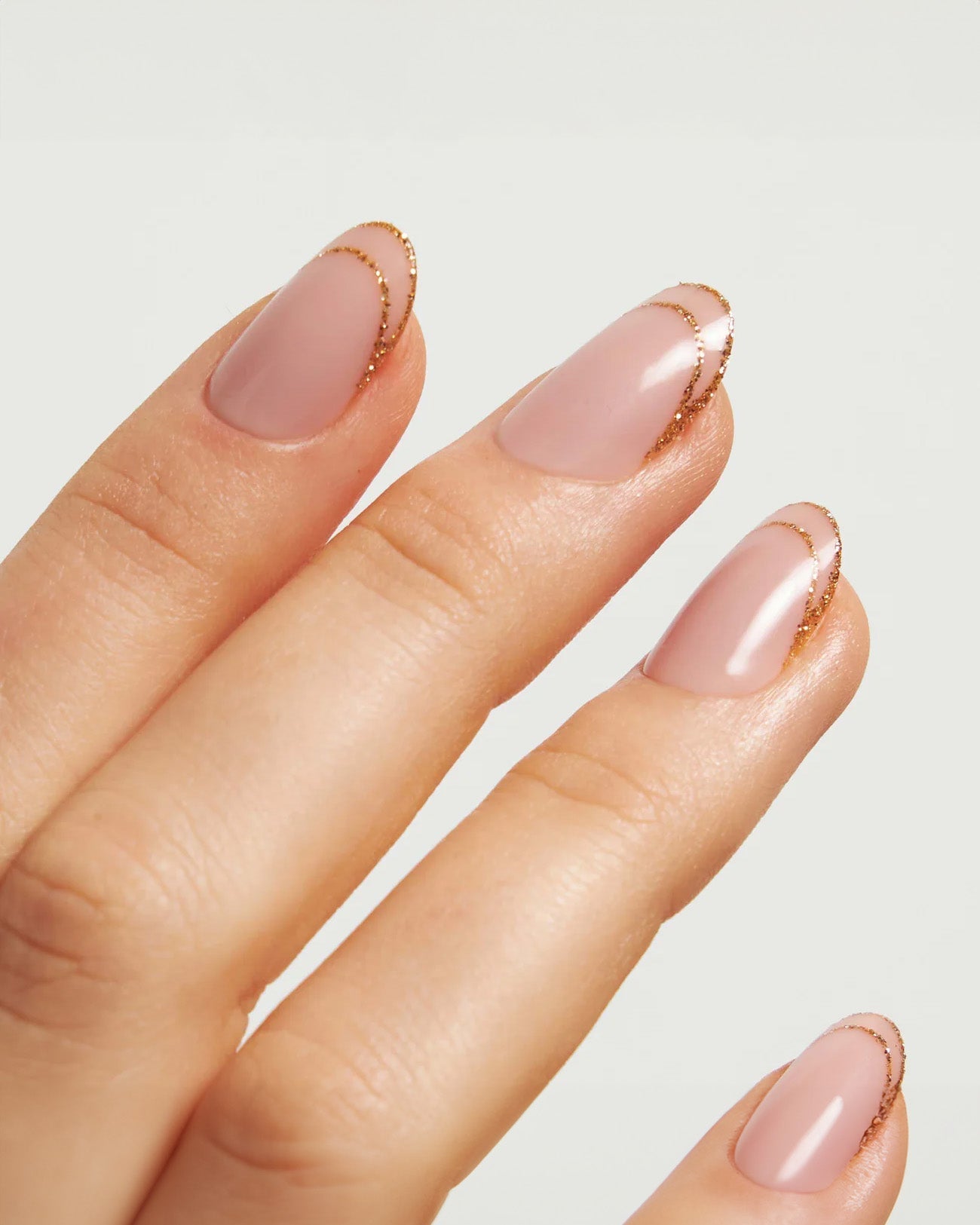 Golden French Medium Round Soft Gel Press Ons - Doonails US