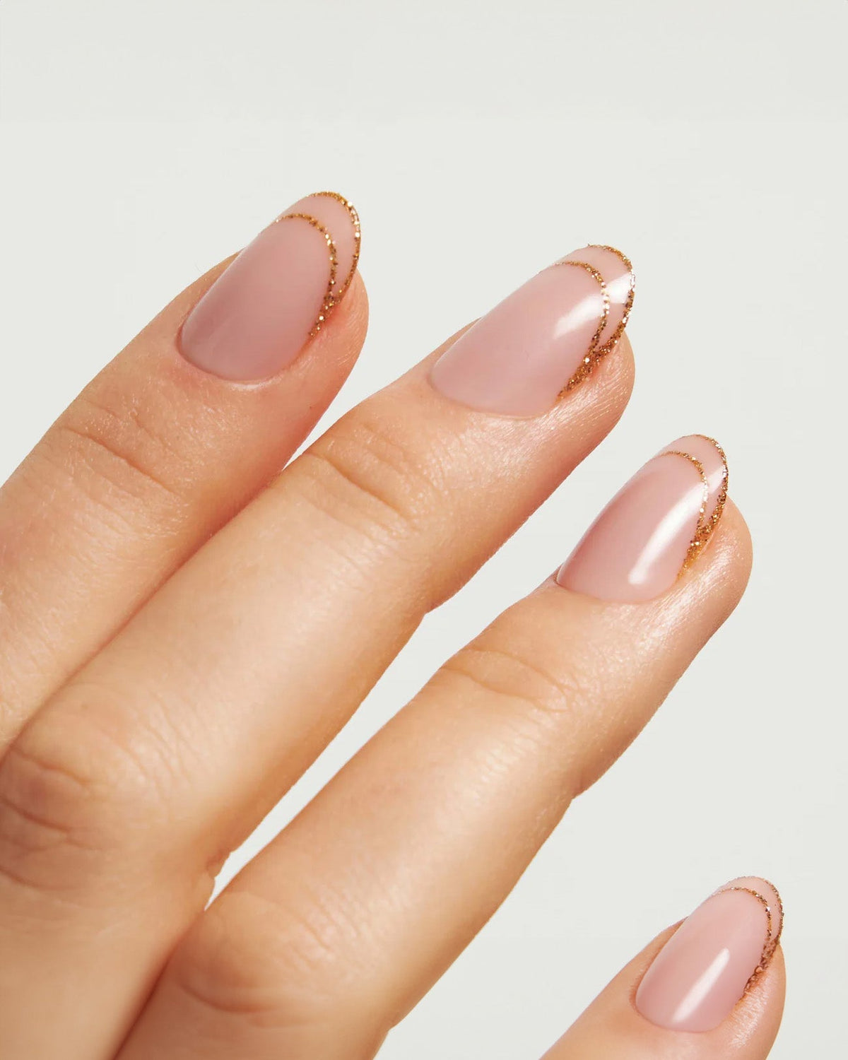 Golden French Medium Round Soft Gel Press Ons - Doonails US
