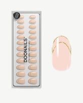 Golden French Medium Round Soft Gel Press Ons - Doonails US