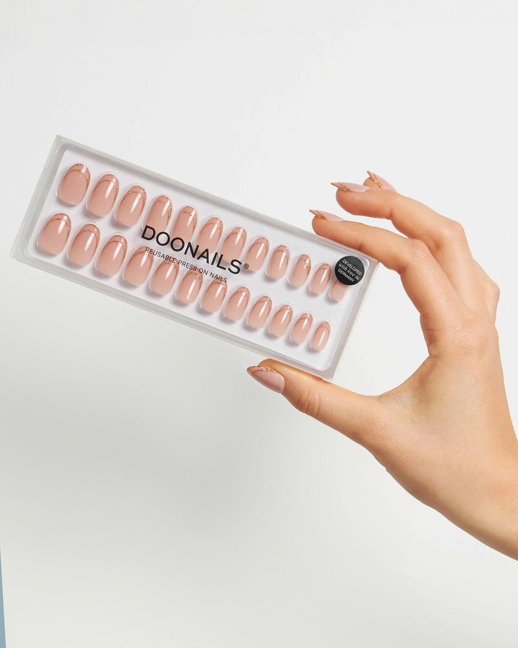 Golden French Medium Round Soft Gel Press Ons - Doonails US