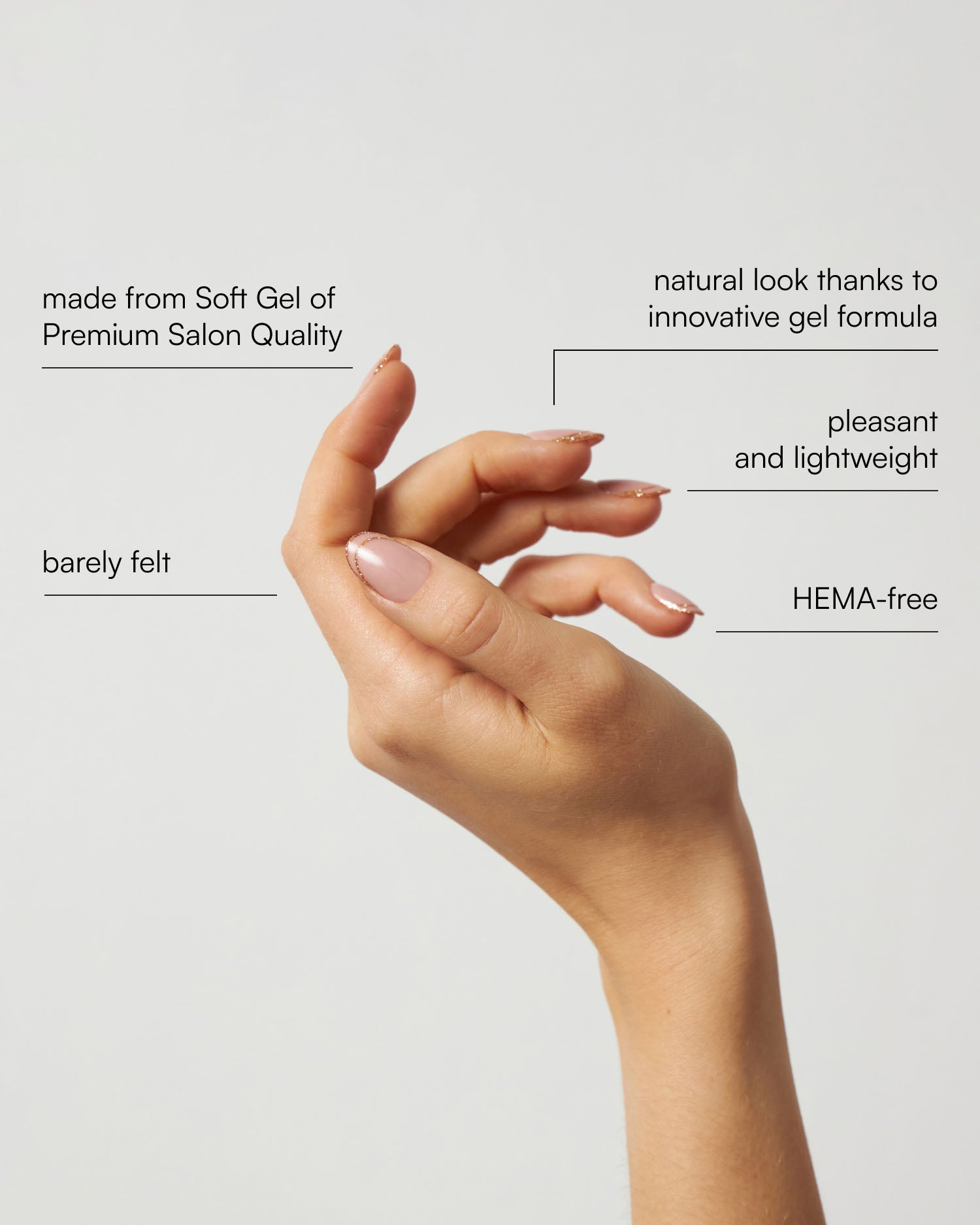 Golden French Medium Round Soft Gel Press Ons - Doonails US