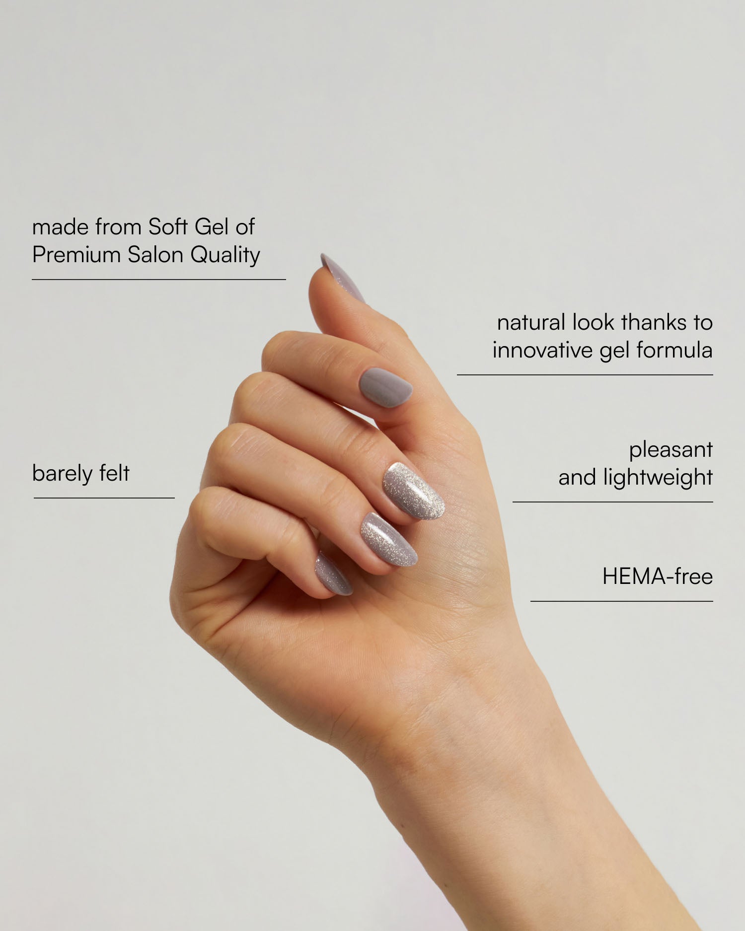 Grey Cateye Medium Round Soft Gel Press Ons - Doonails US