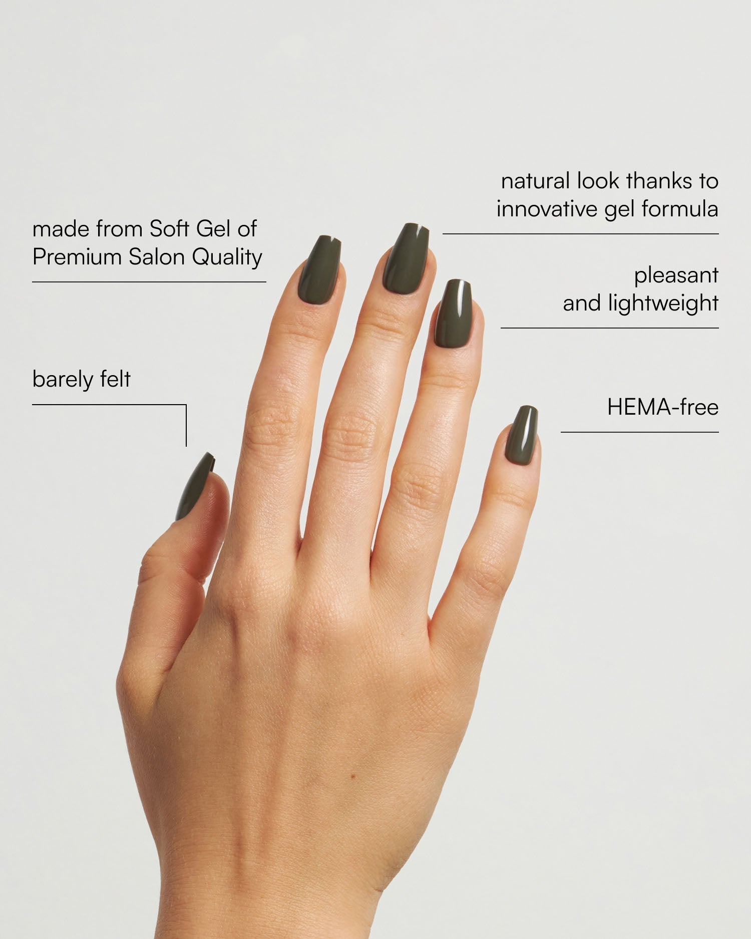 Khaki Short Coffin Soft Gel Press Ons - Doonails US