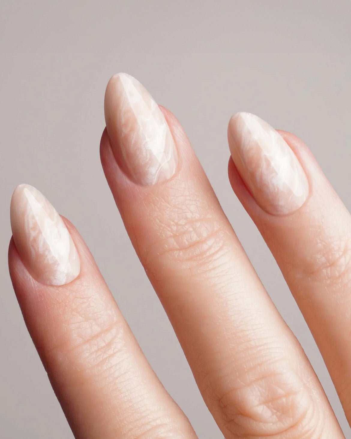 Nude Marble Short Almond Soft Gel Press Ons - Doonails US