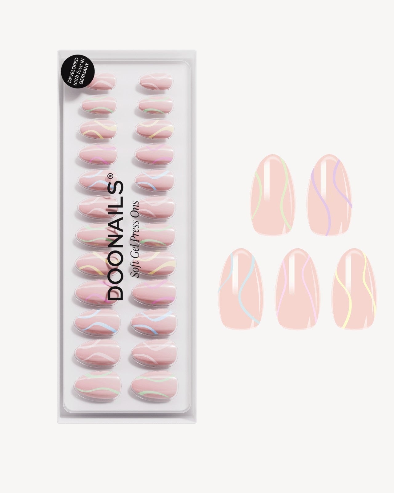 Pastel Swirl Short Almond Soft Gel Press Ons - Doonails US