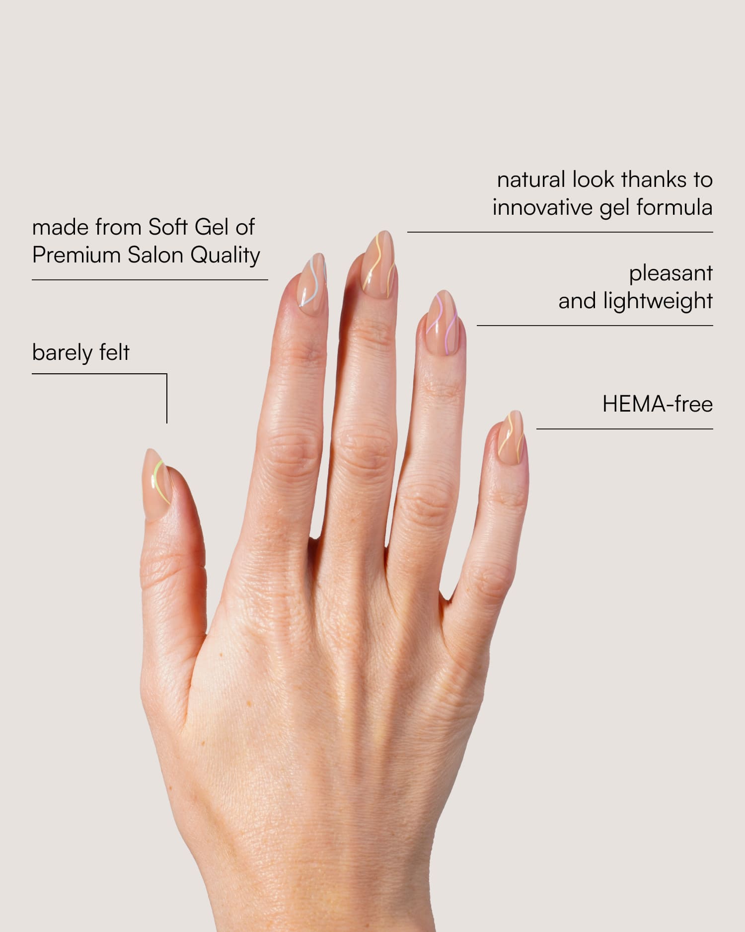 Pastel Swirl Short Almond Soft Gel Press Ons - Doonails US