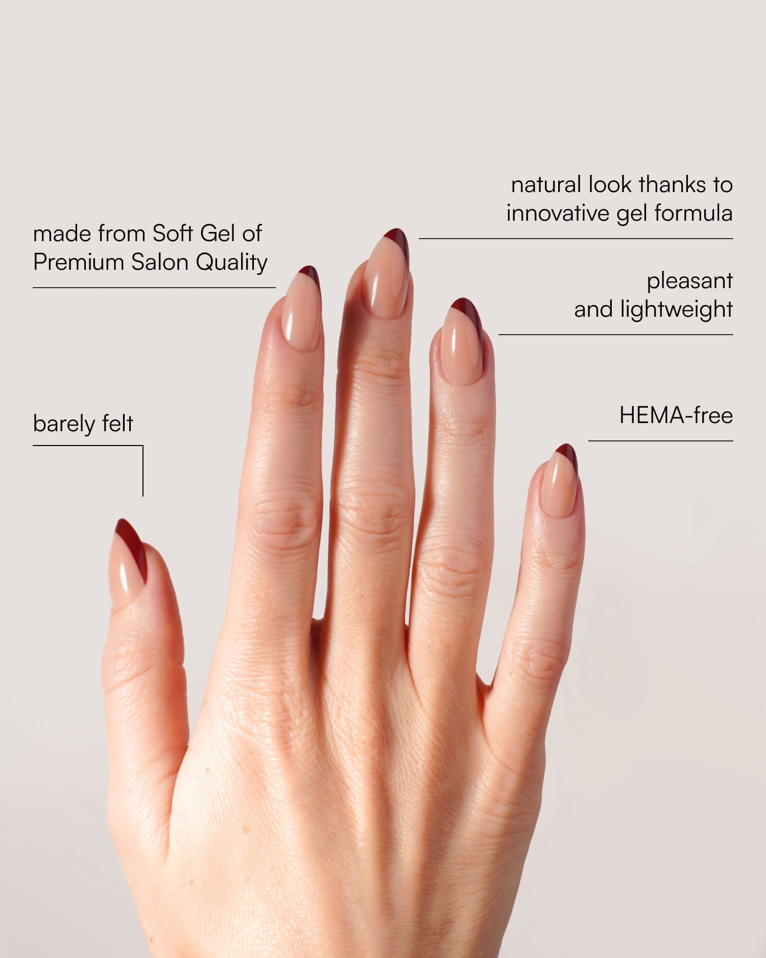 Red Slate French Short Almond Soft Gel Press Ons - Doonails US