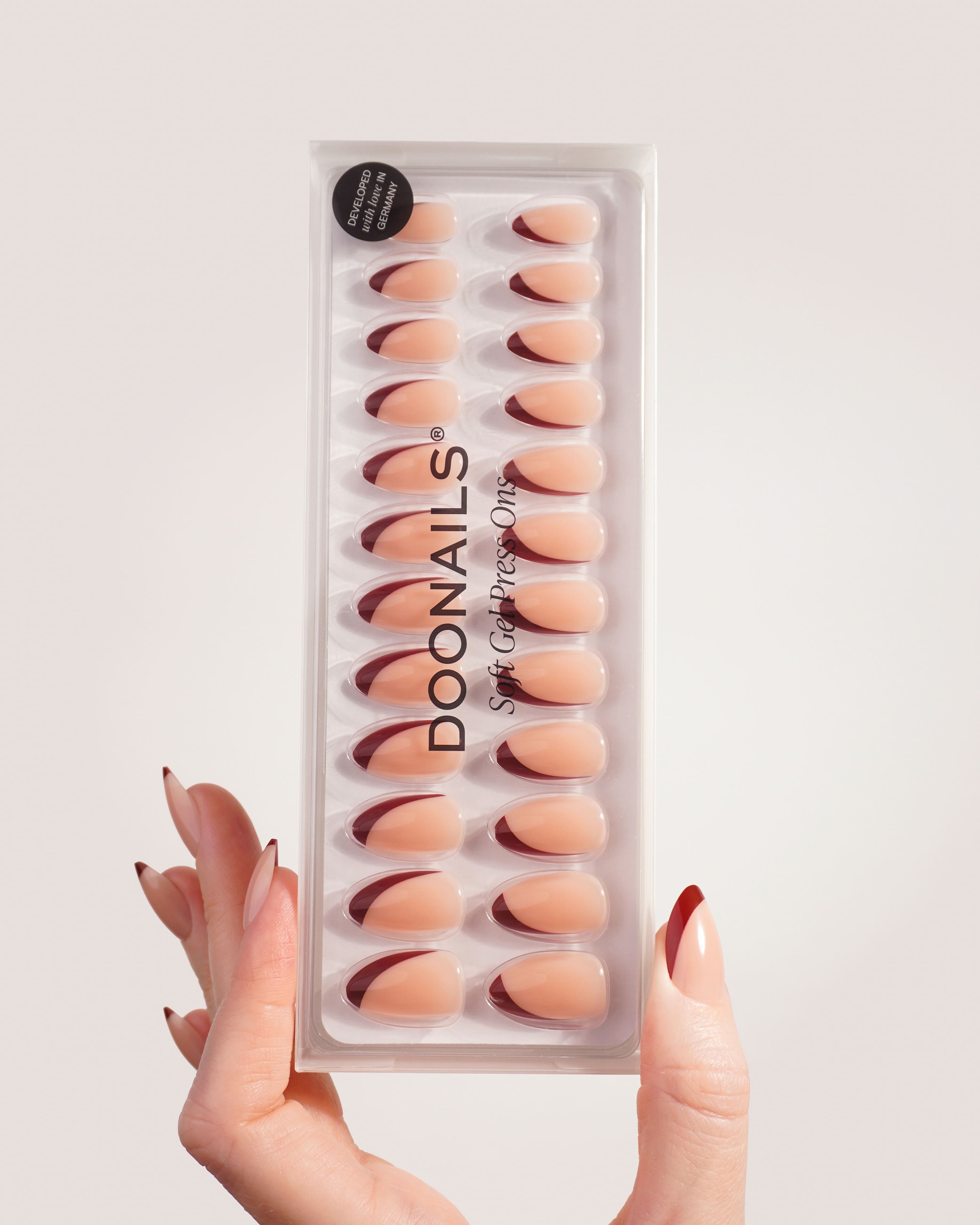 Red Slate French Short Almond Soft Gel Press Ons - Doonails US