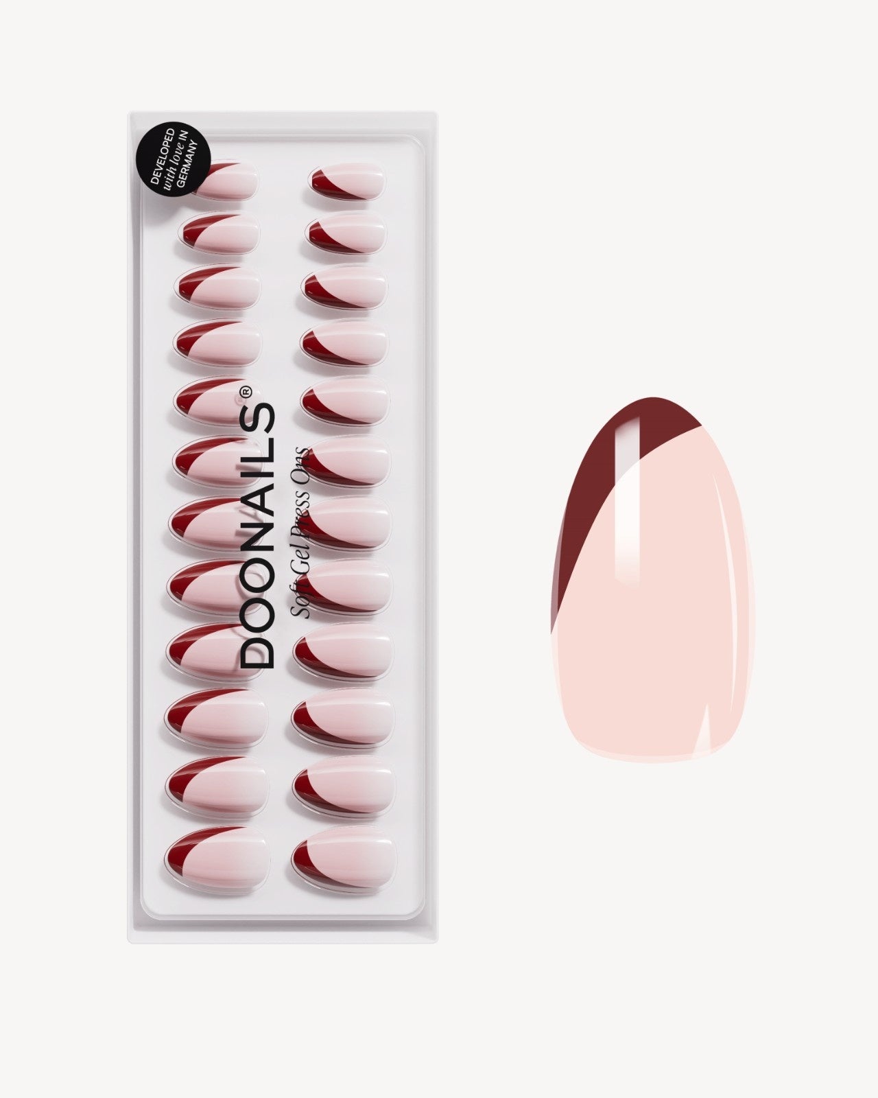 Red Slate French Short Almond Soft Gel Press Ons - Doonails US