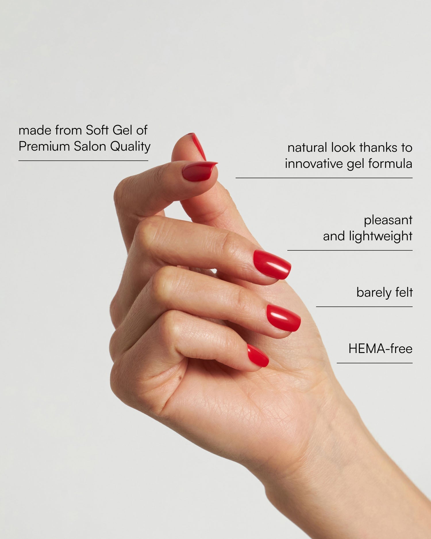 Rose Red Short Square Soft Gel Press Ons - Doonails US