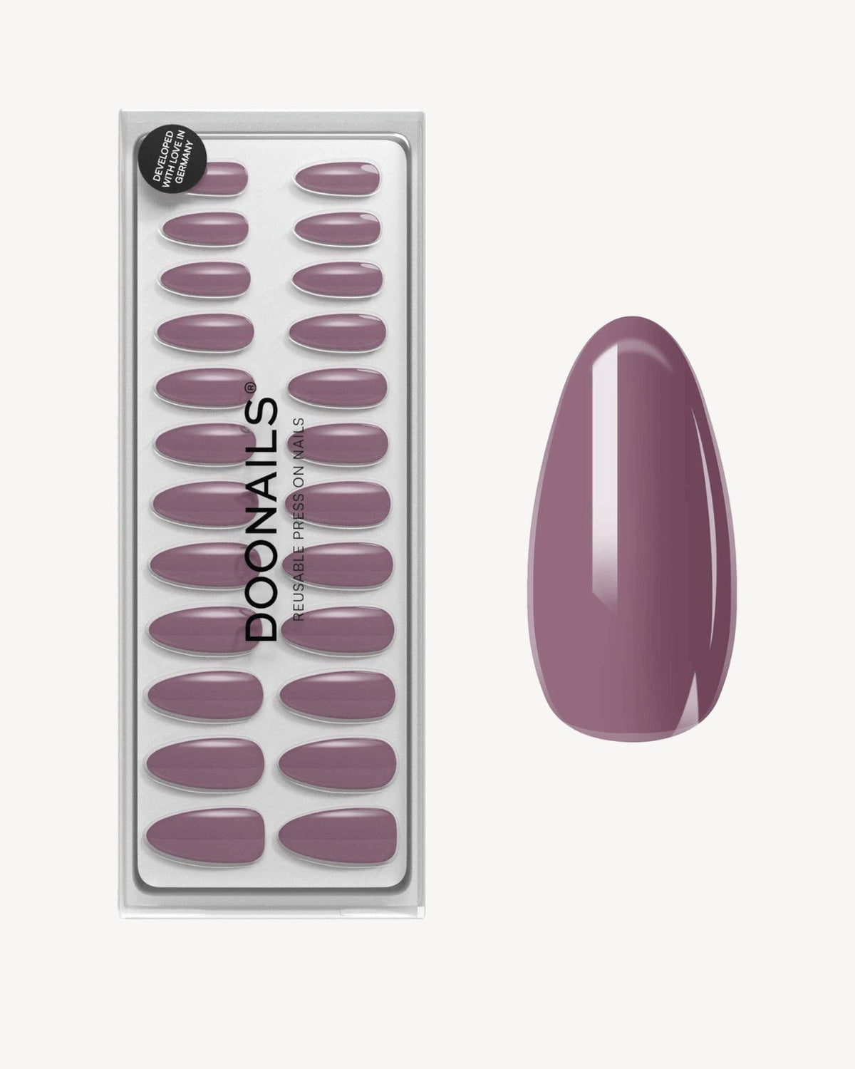 Silent Night Mauve Medium Almond Soft Gel Press Ons - Doonails US